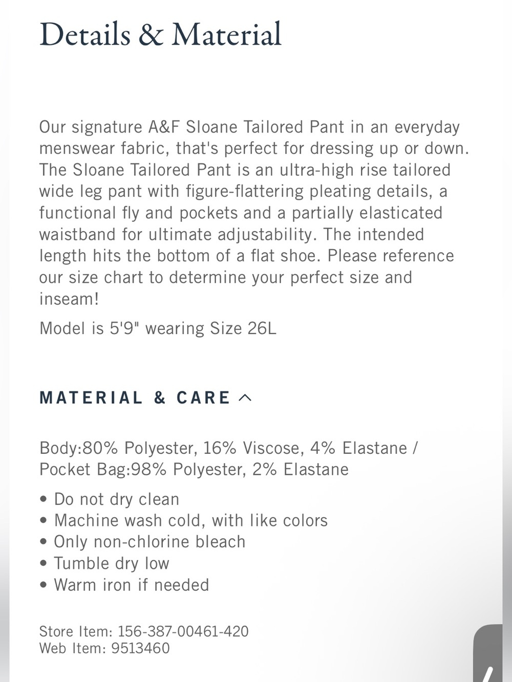 NEW A&F Tailored Wide Leg Pant - Picture 12 of 12